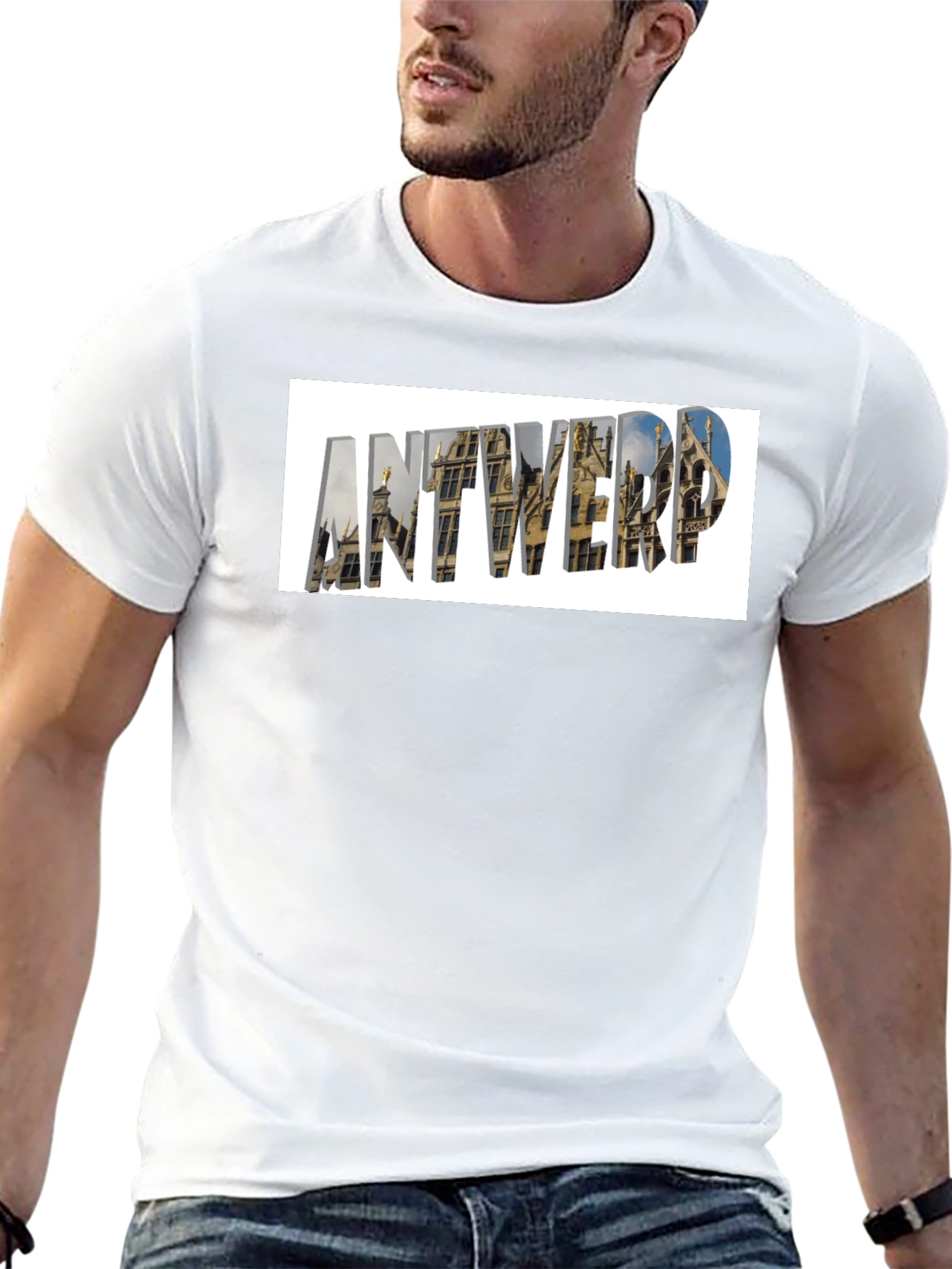 Antwerp Cityscape Graphic T-Shirt - Black