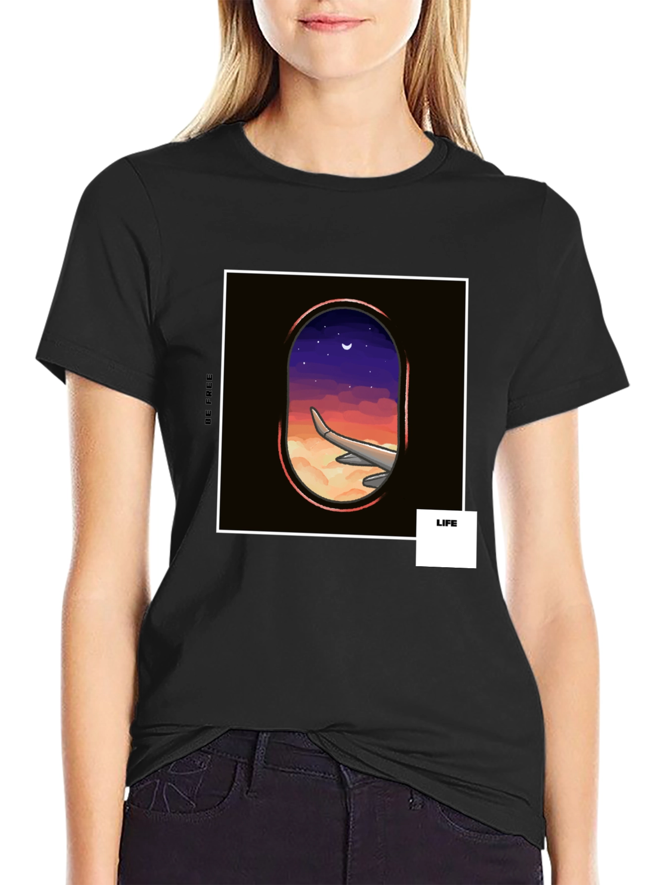Dreamers Flight Graphic Tee - Black Cotton Shirt