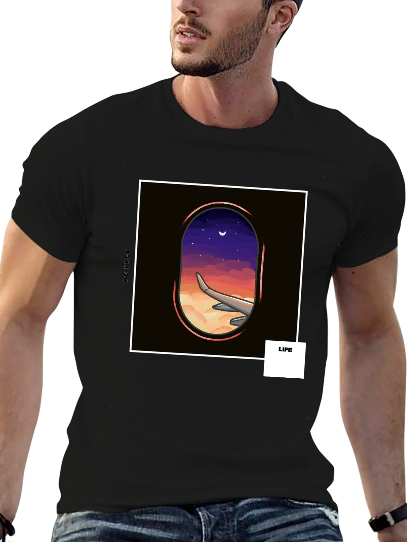 Dreamers Flight Graphic Tee - Black Cotton Shirt