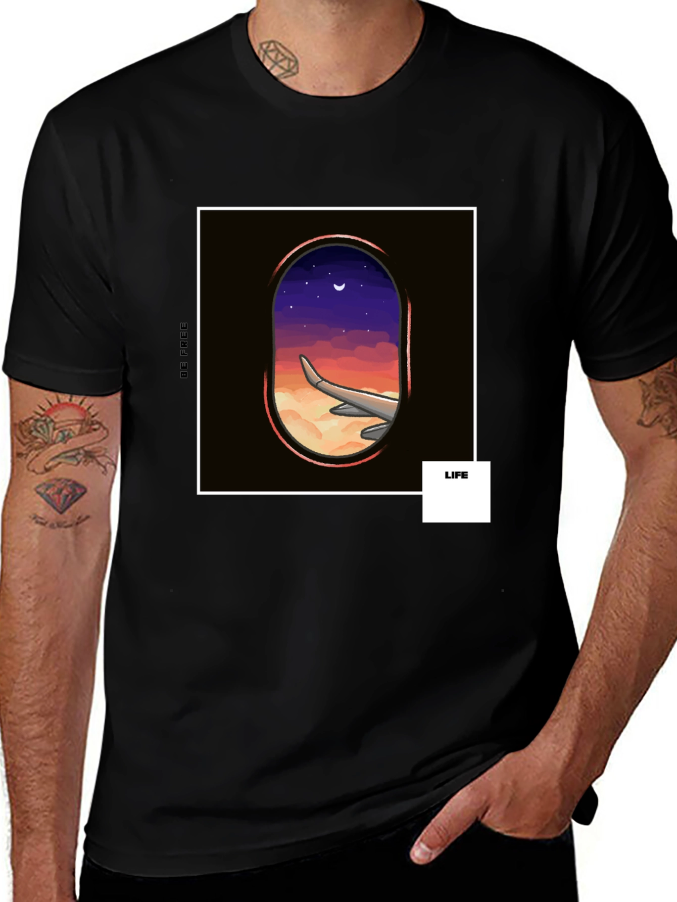 Dreamers Flight Graphic Tee - Black Cotton Shirt