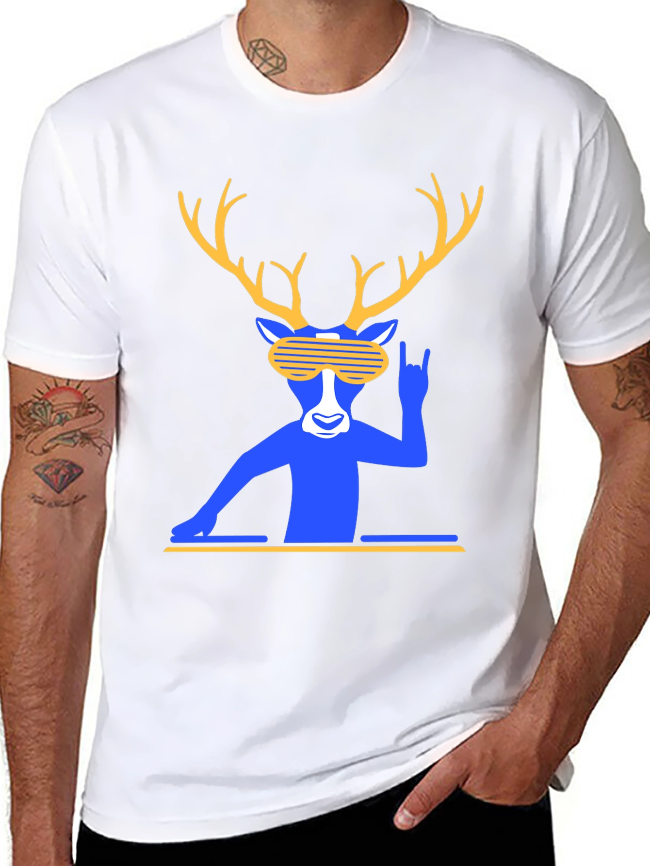 DJ Deer Graphic T-Shirt - Cool & Unique