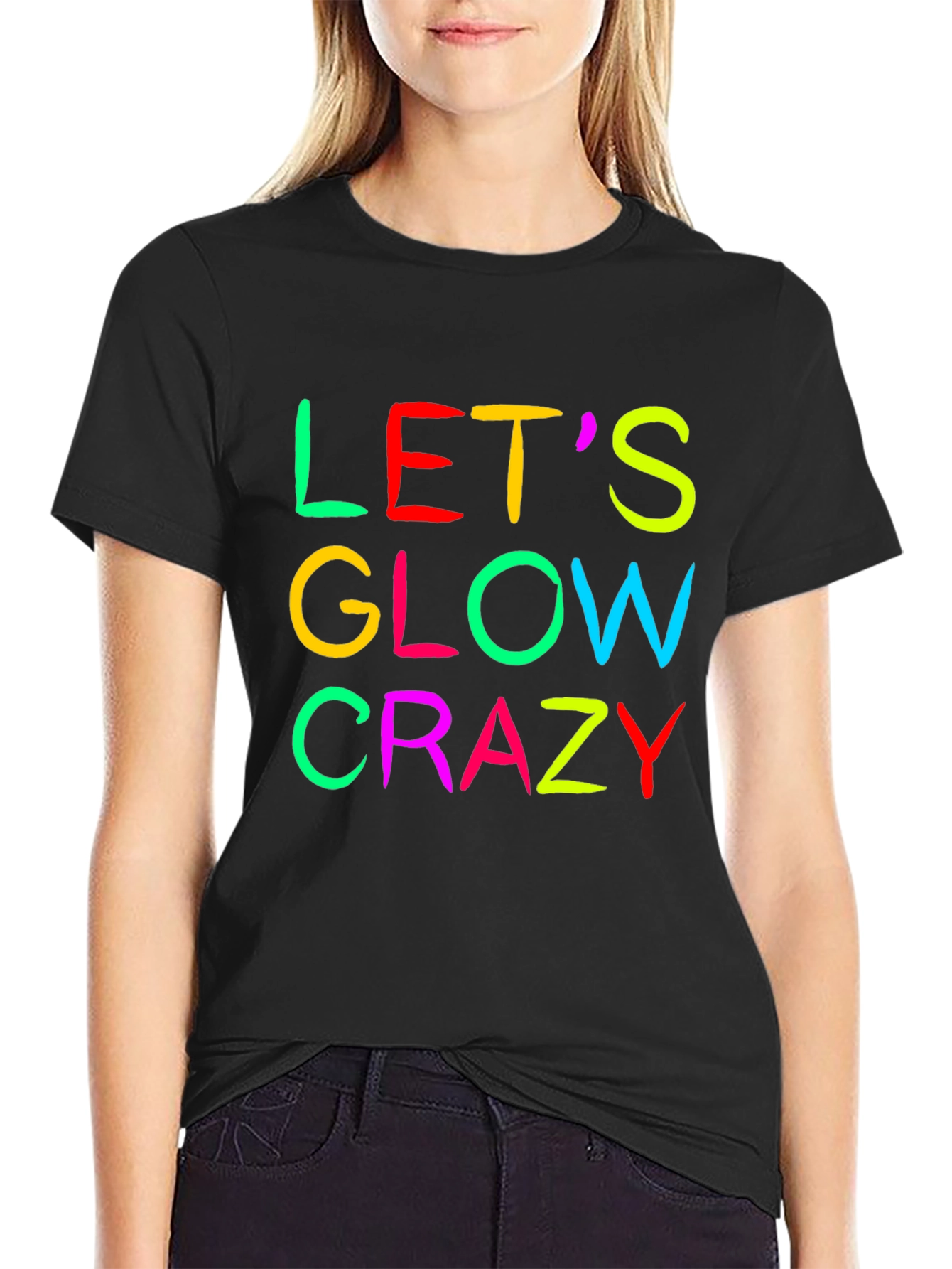 Lets Glow Crazy Graphic Tee - Black