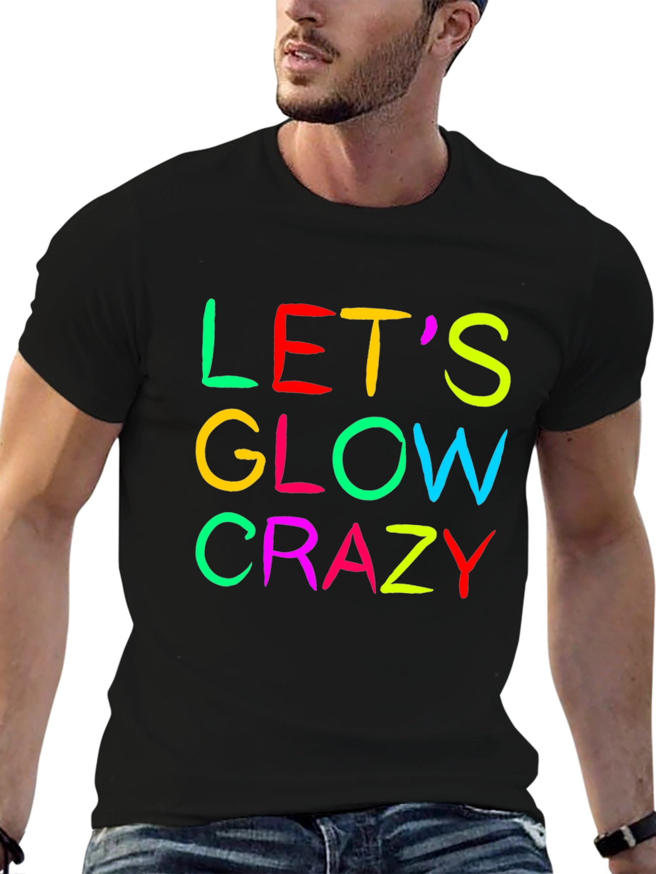 Lets Glow Crazy Graphic Tee - Black