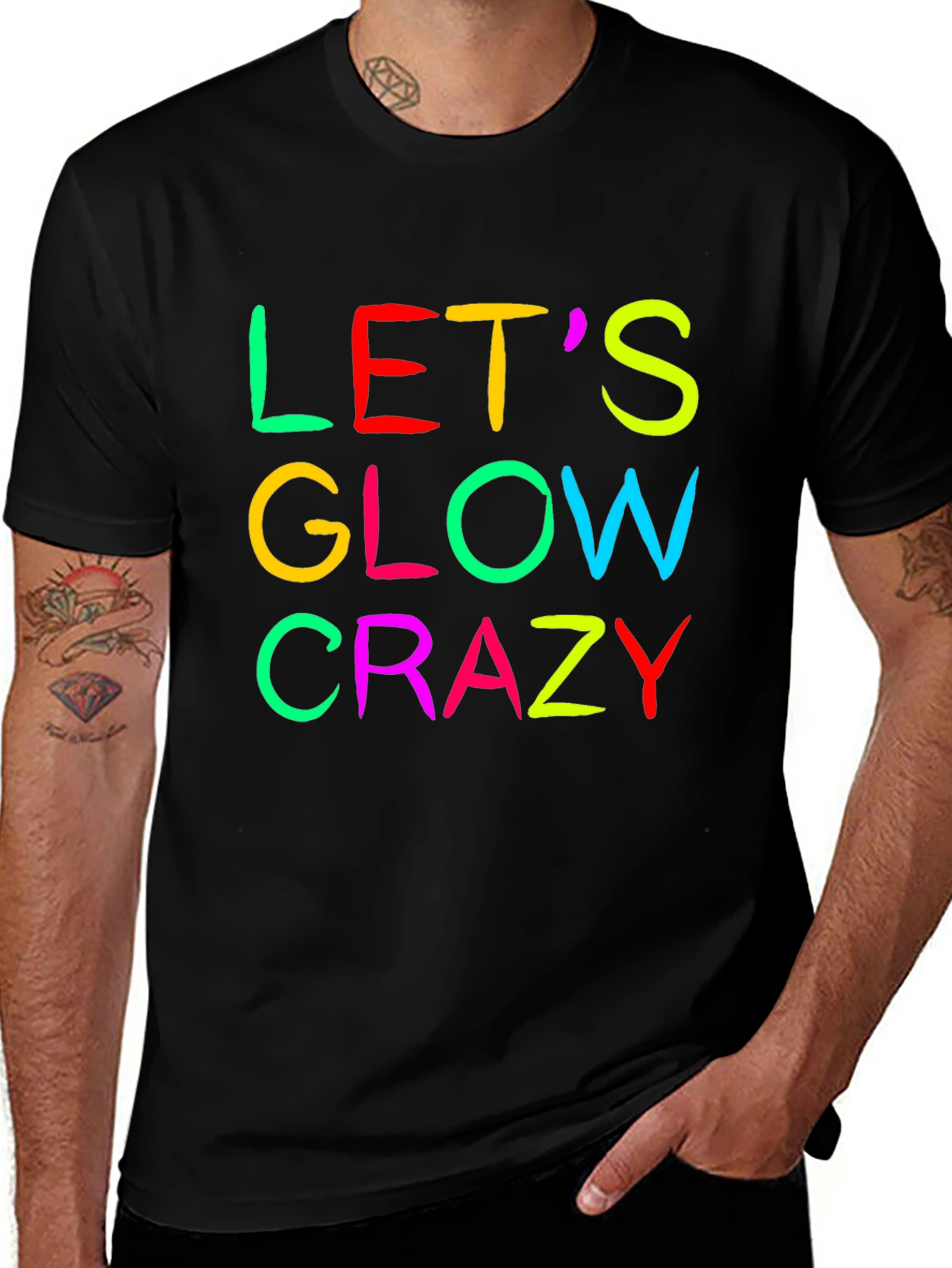 Lets Glow Crazy Graphic Tee - Black