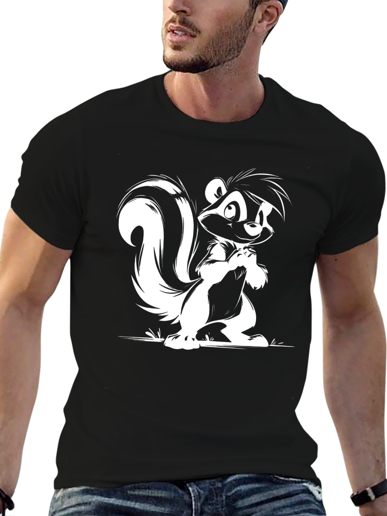 Pepe Le Pew Cartoon Black T-Shirt
