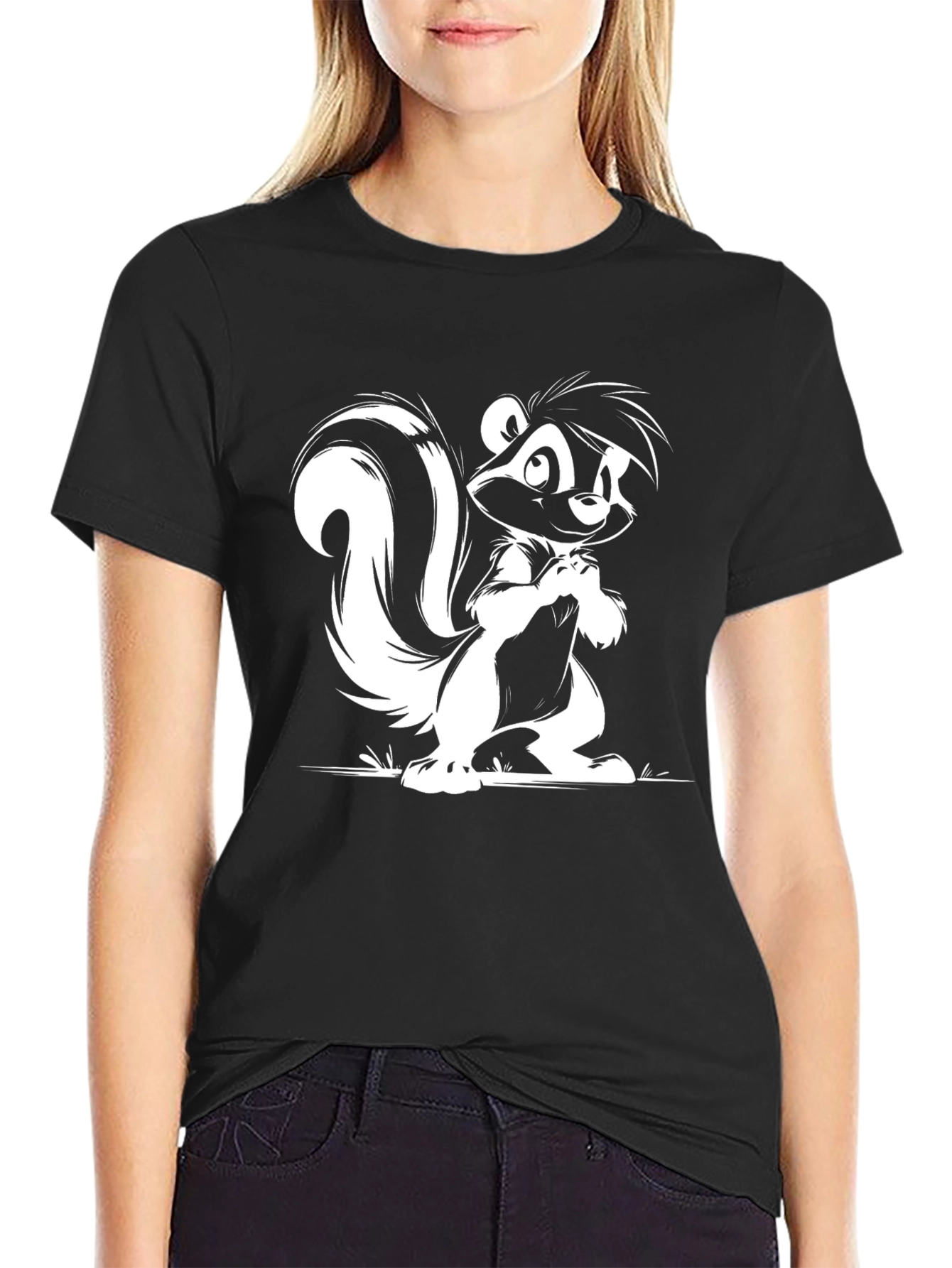 Pepe Le Pew Cartoon Black T-Shirt