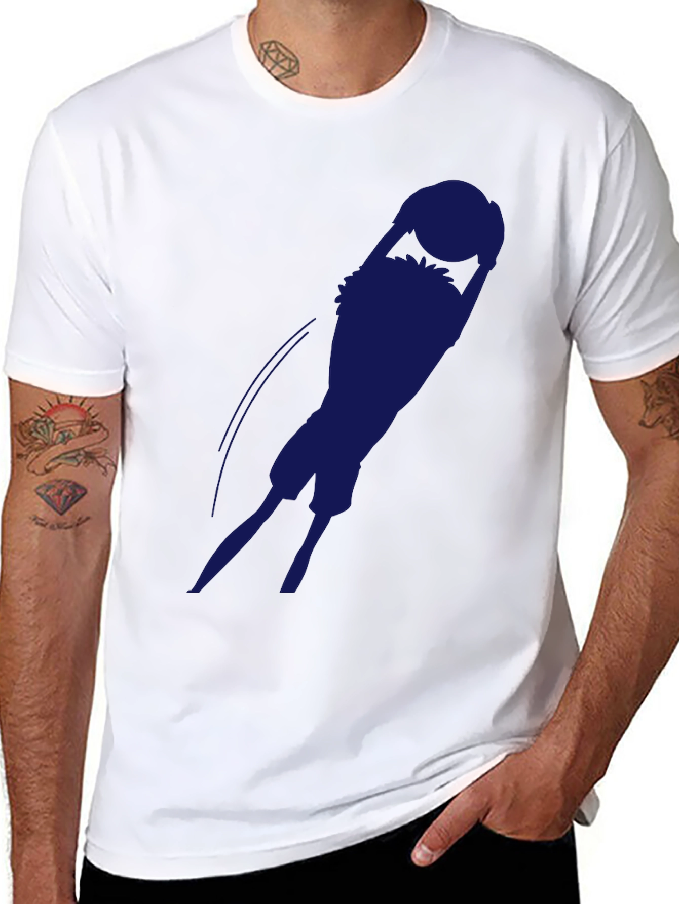 Black Graphic Tee - Volleyball Player Silhouette