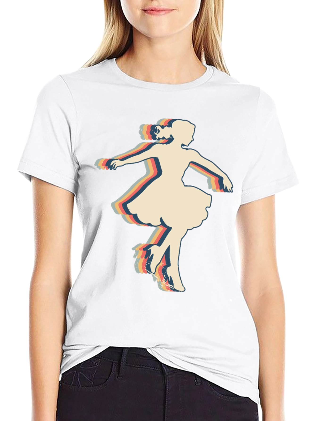 Retro Dancer Graphic T-Shirt - Black