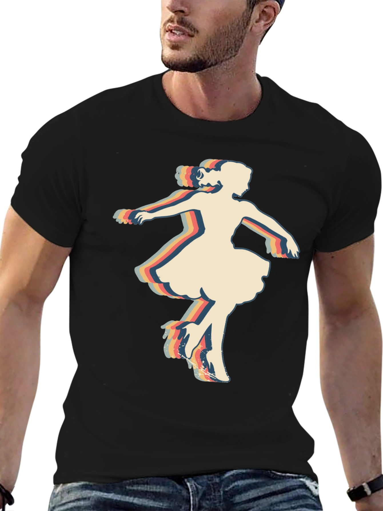 Retro Dancer Graphic T-Shirt - Black