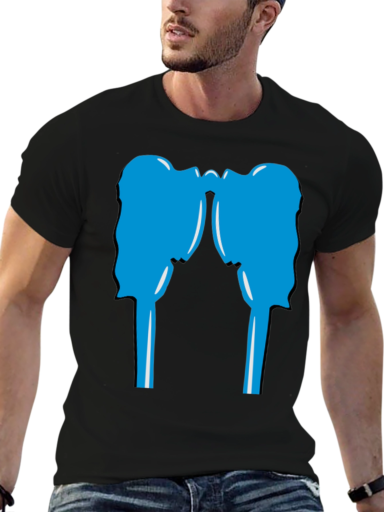 Silhouette Head T-Shirt - Black Crew Neck Tee