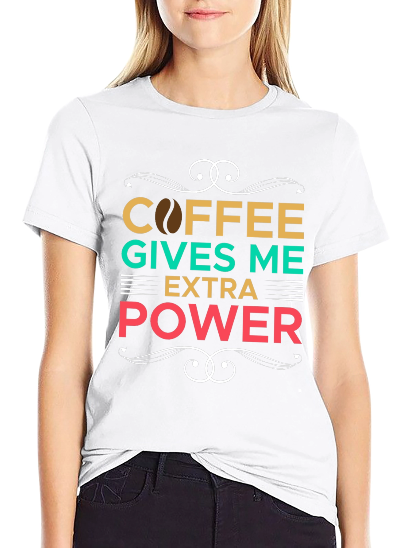 Coffee Gives Me Extra Power Graphic T-Shirt