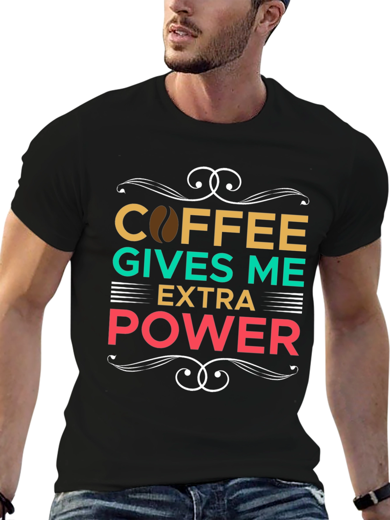 Coffee Gives Me Extra Power Graphic T-Shirt