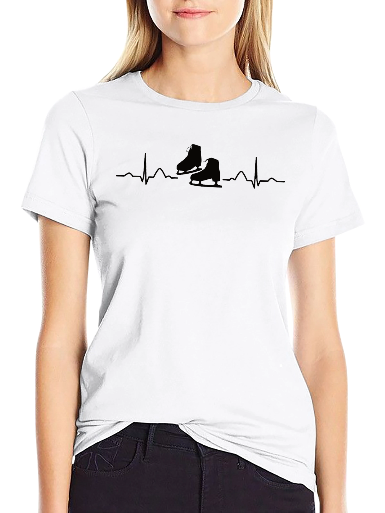 Skating Heartbeat Graphic Tee - Black