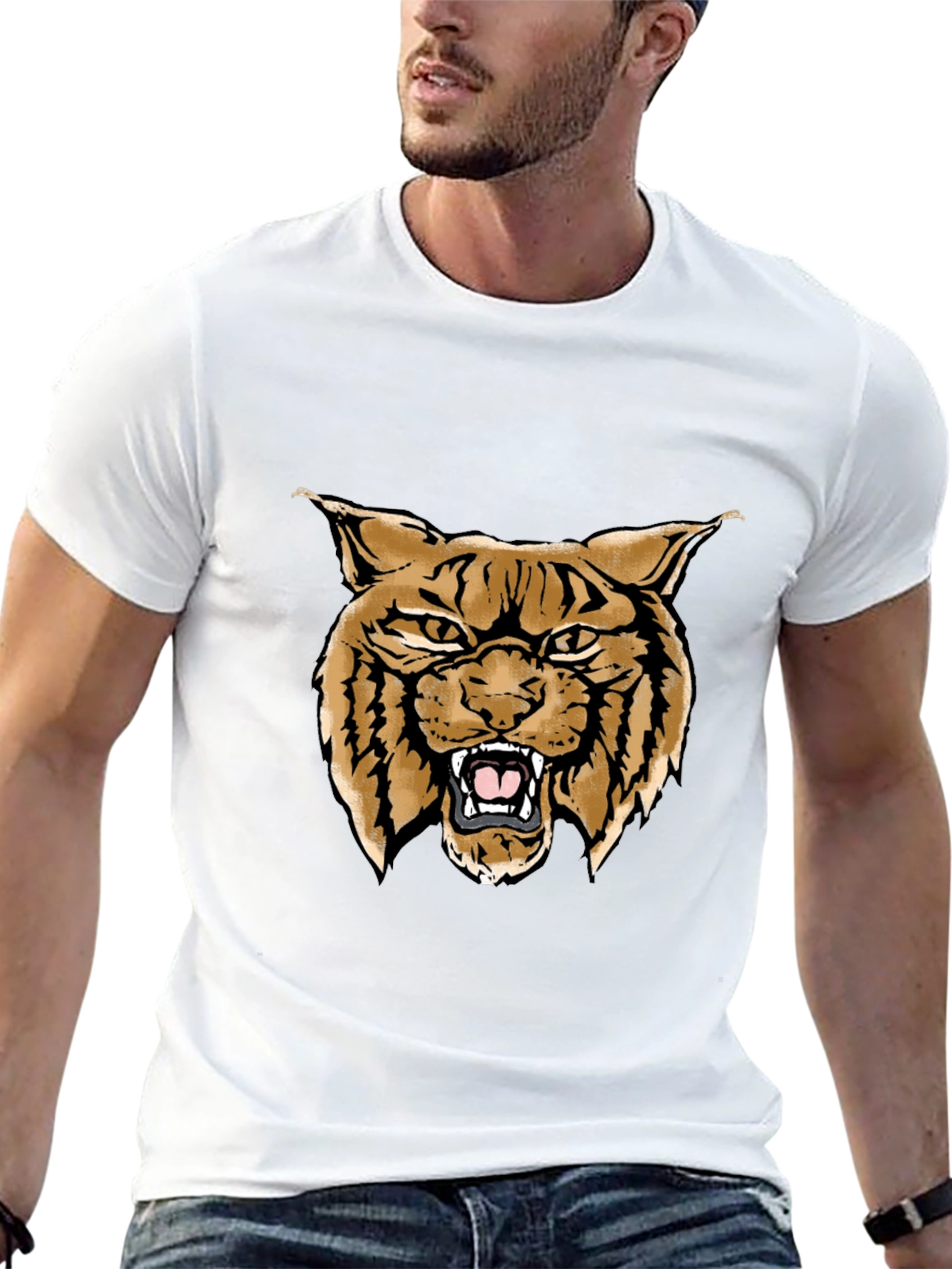 Cool Wildcat Graphic Tee - Black Casual T-Shirt