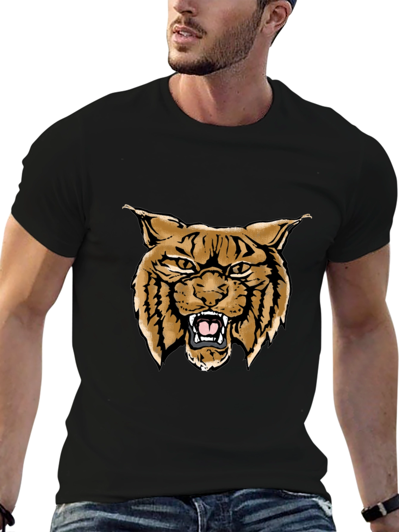 Cool Wildcat Graphic Tee - Black Casual T-Shirt