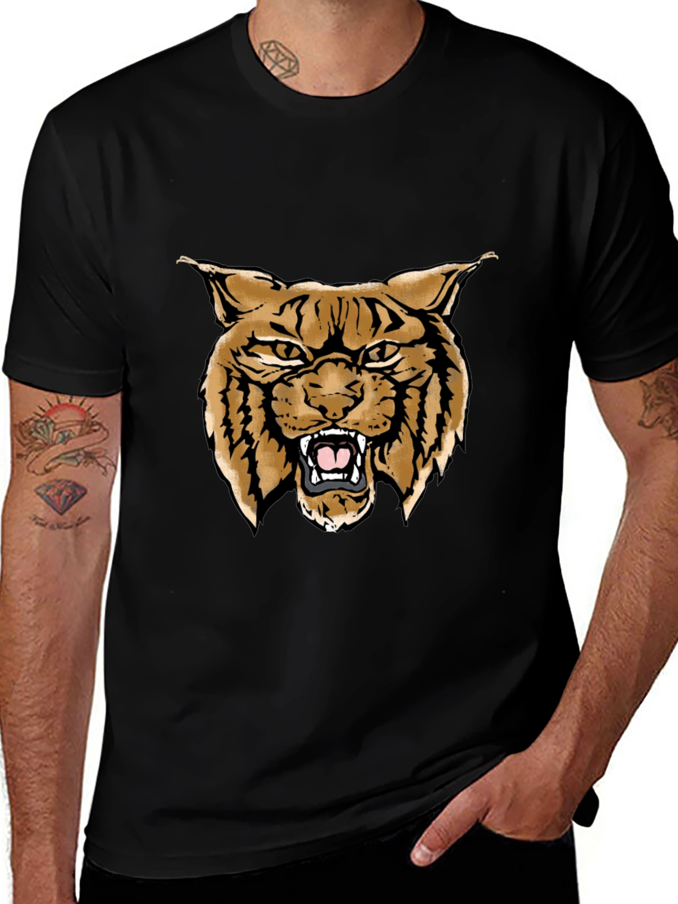 Cool Wildcat Graphic Tee - Black Casual T-Shirt