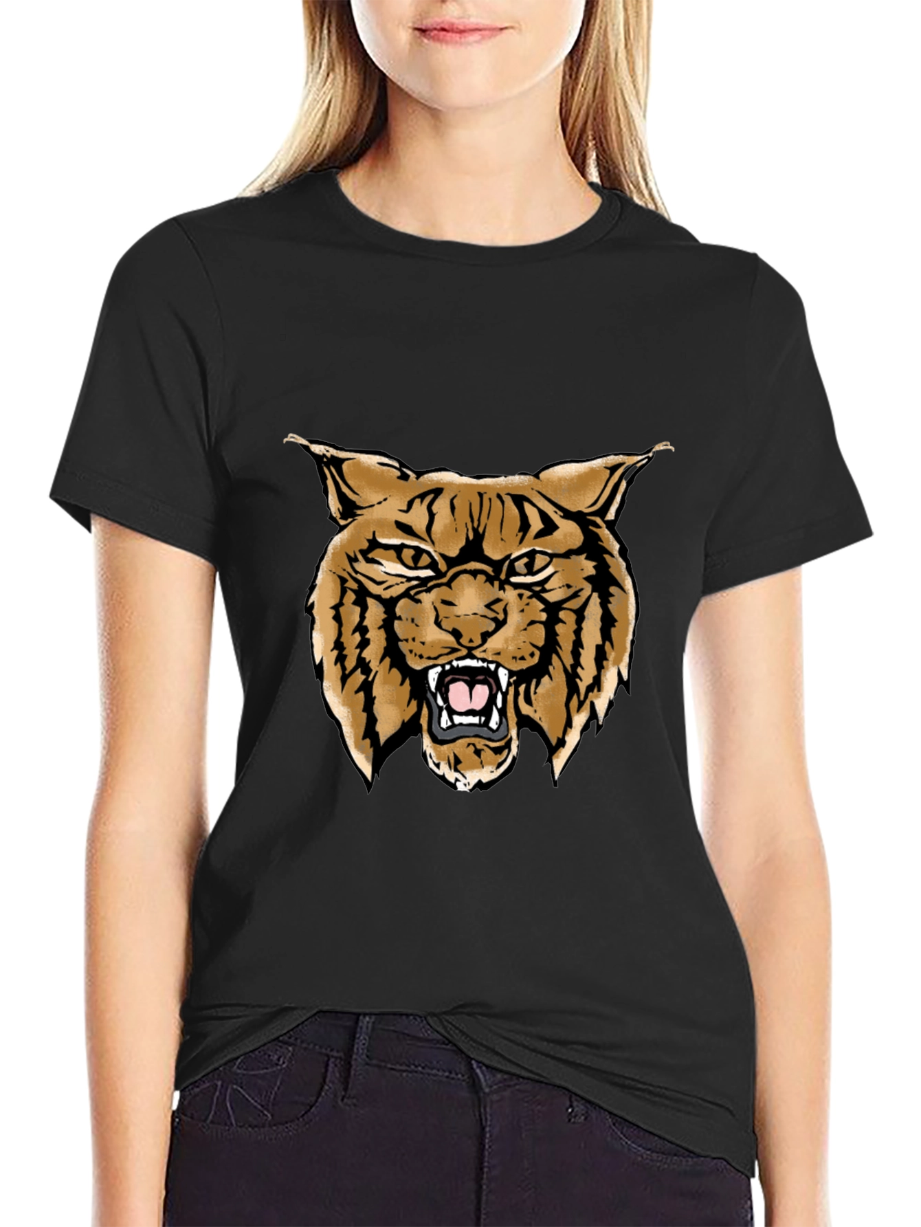 Cool Wildcat Graphic Tee - Black Casual T-Shirt