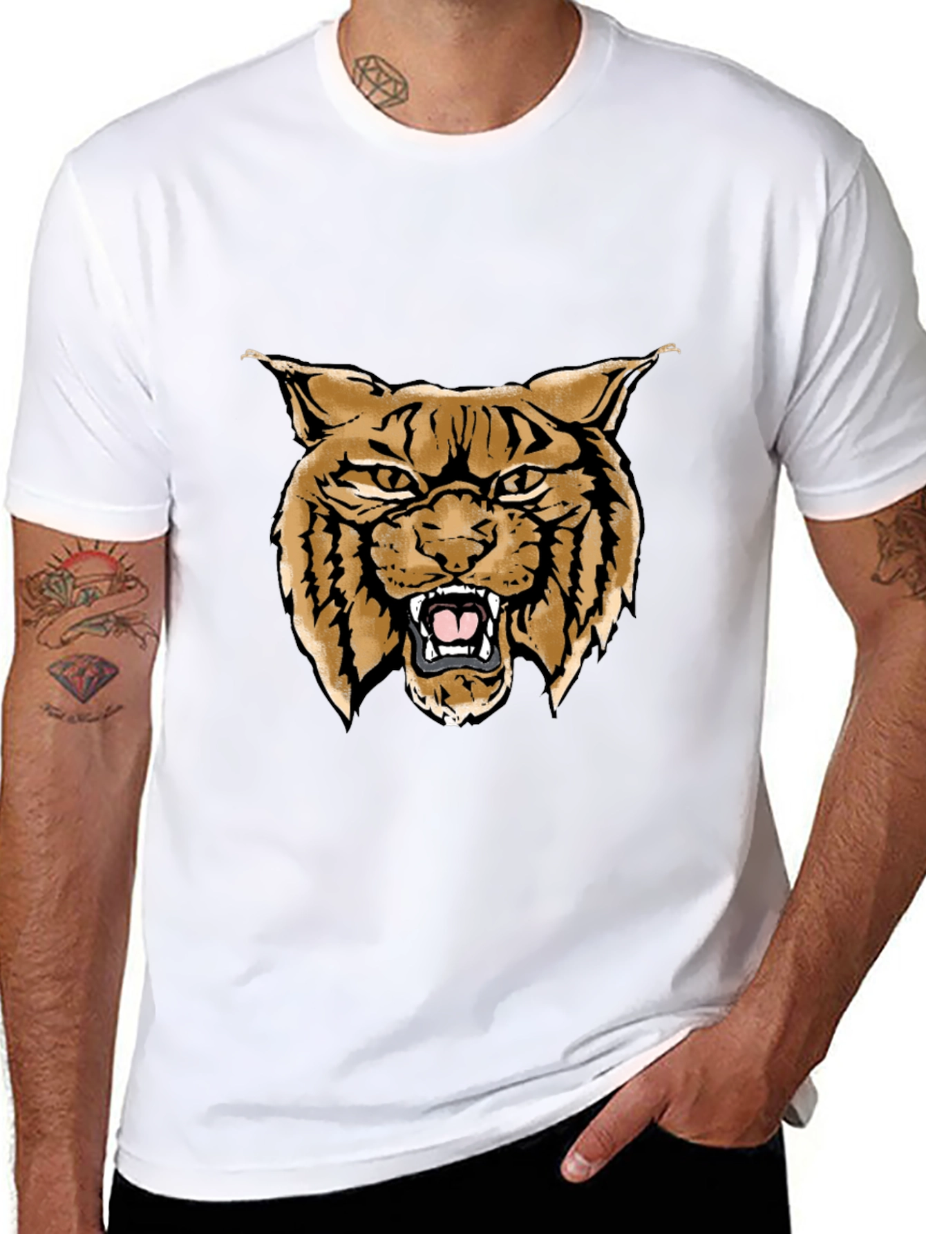 Cool Wildcat Graphic Tee - Black Casual T-Shirt