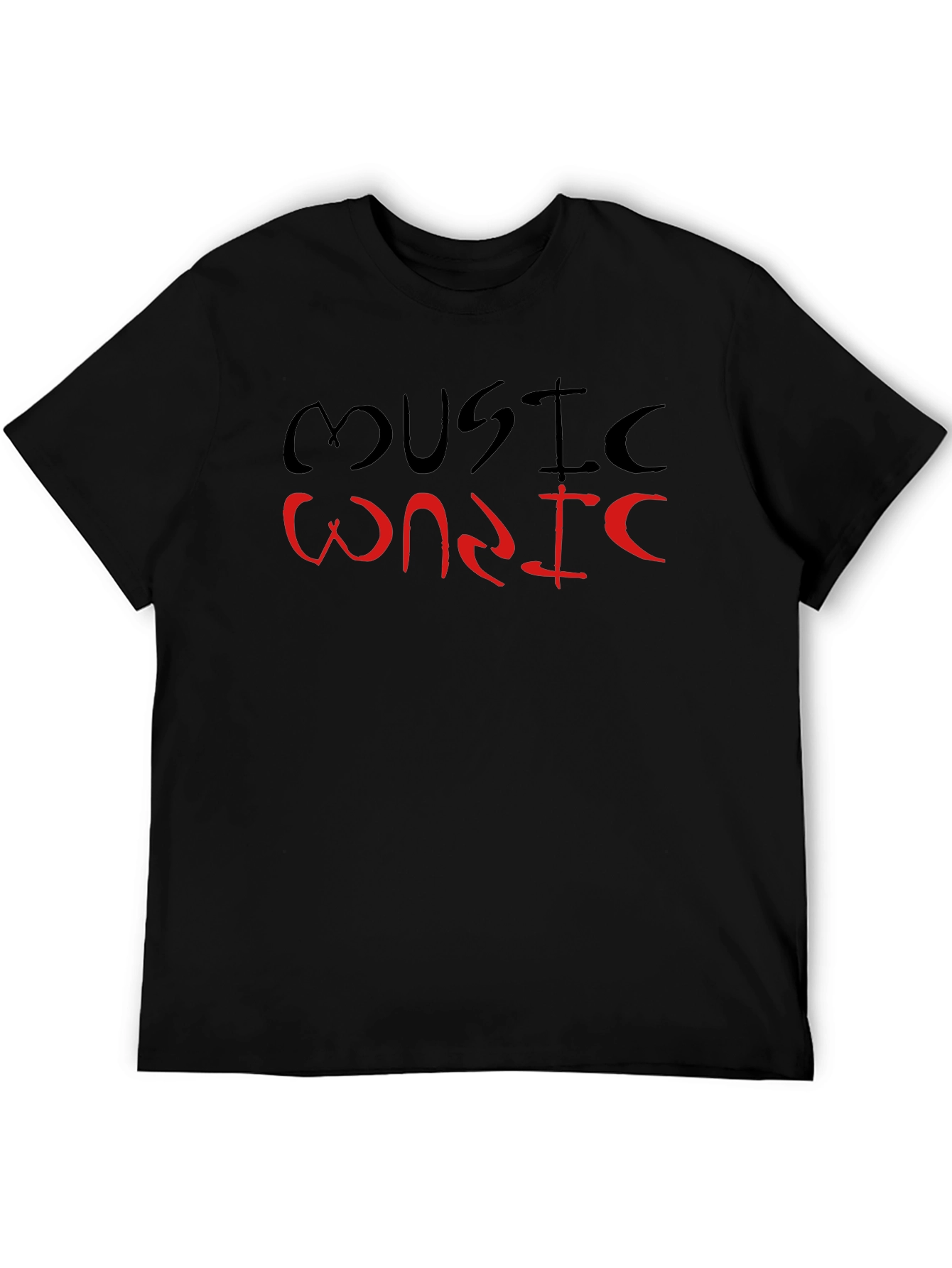 Music T-Shirt Black Cotton Casual Wear