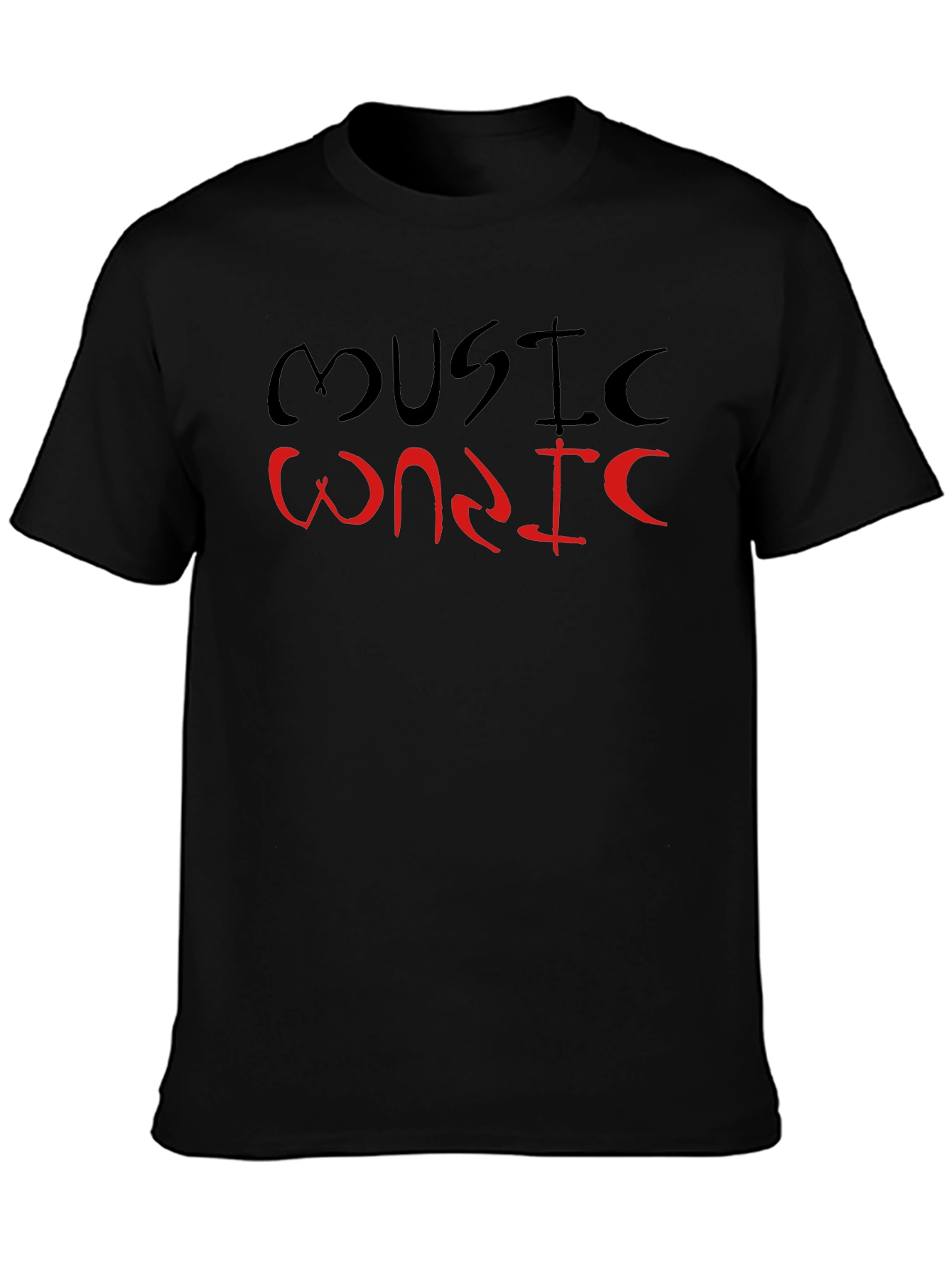 Music T-Shirt Black Cotton Casual Wear