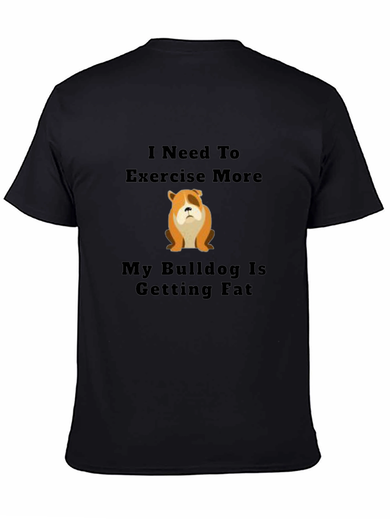 Funny Bulldog Exercise Black T-Shirt