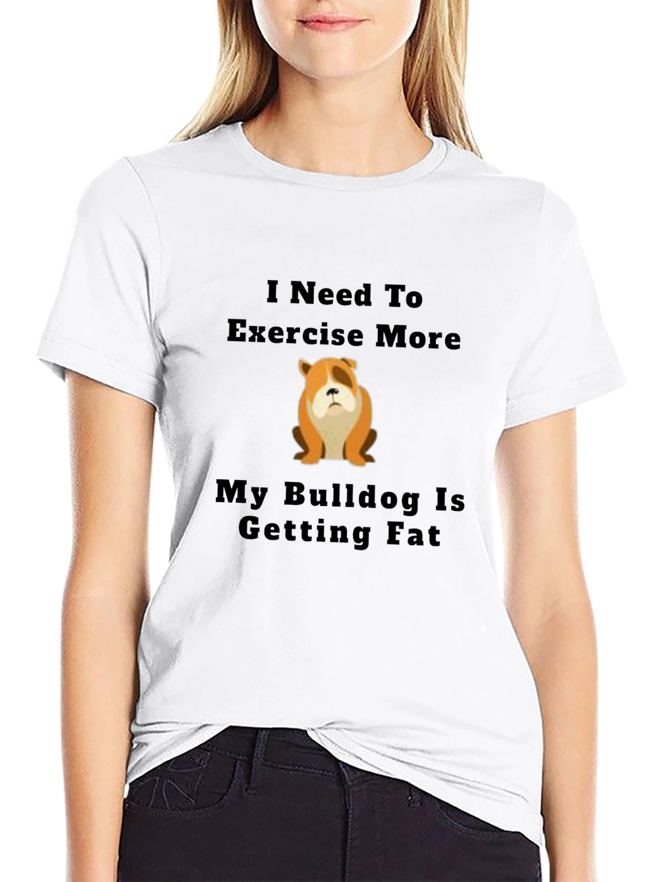 Funny Bulldog Exercise Black T-Shirt