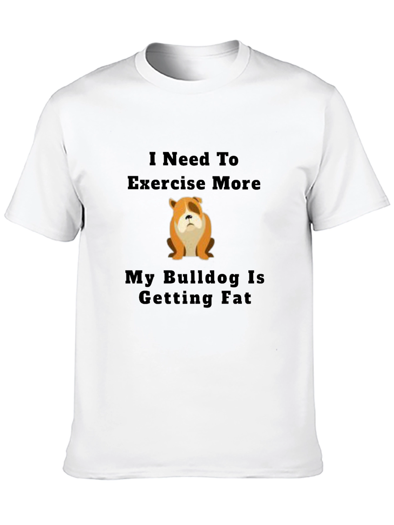 Funny Bulldog Exercise Black T-Shirt