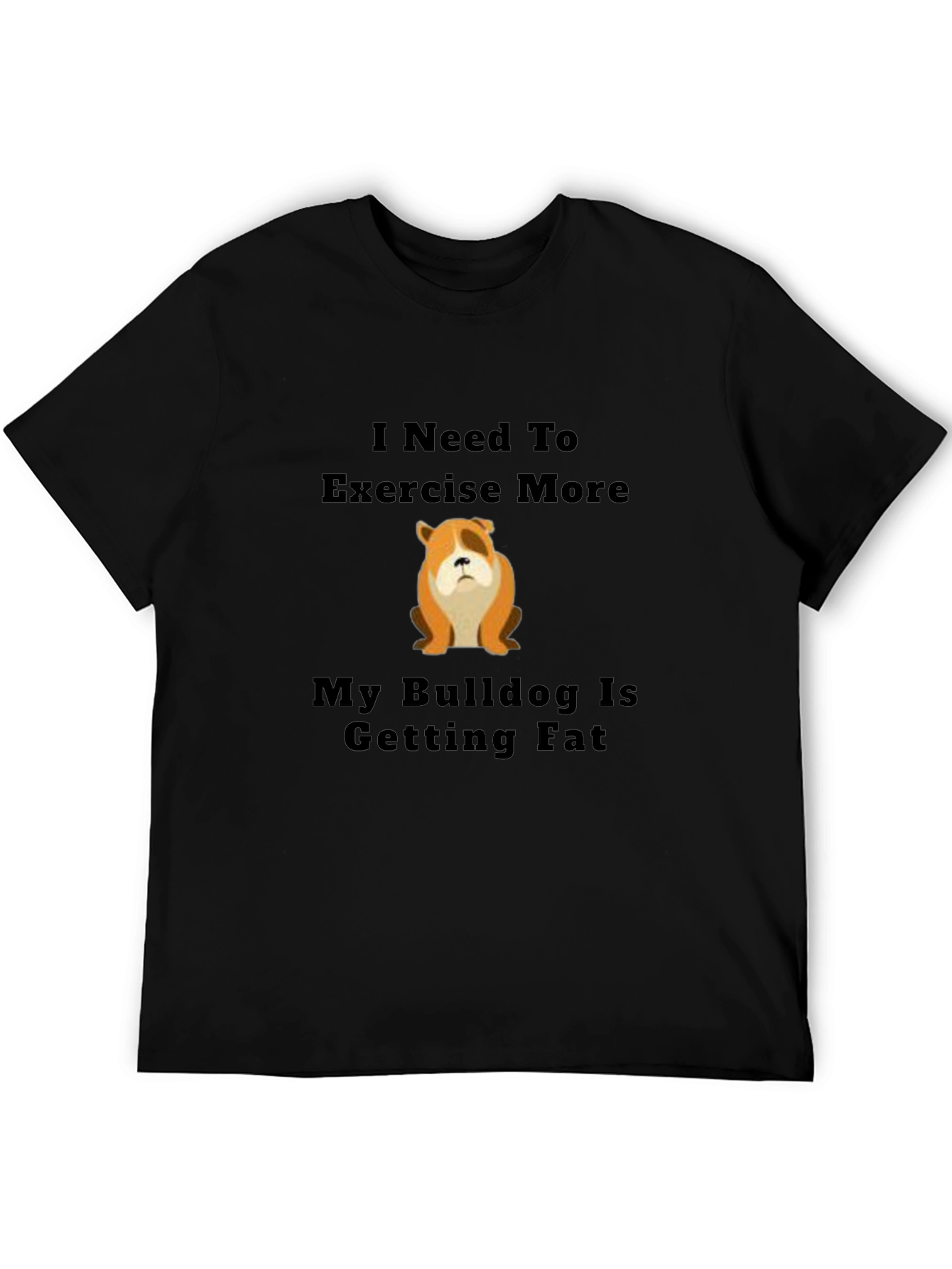 Funny Bulldog Exercise Black T-Shirt