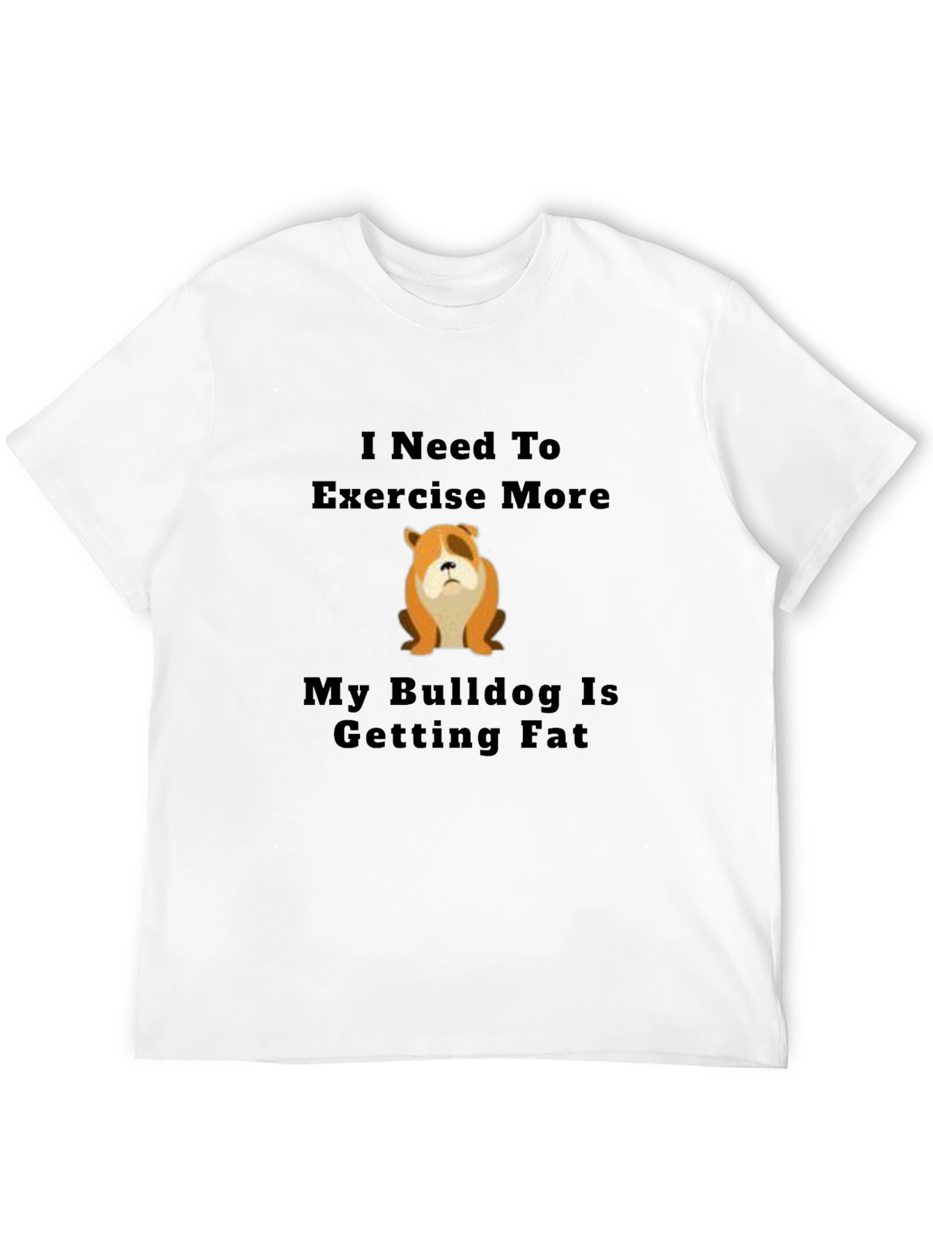 Funny Bulldog Exercise Black T-Shirt