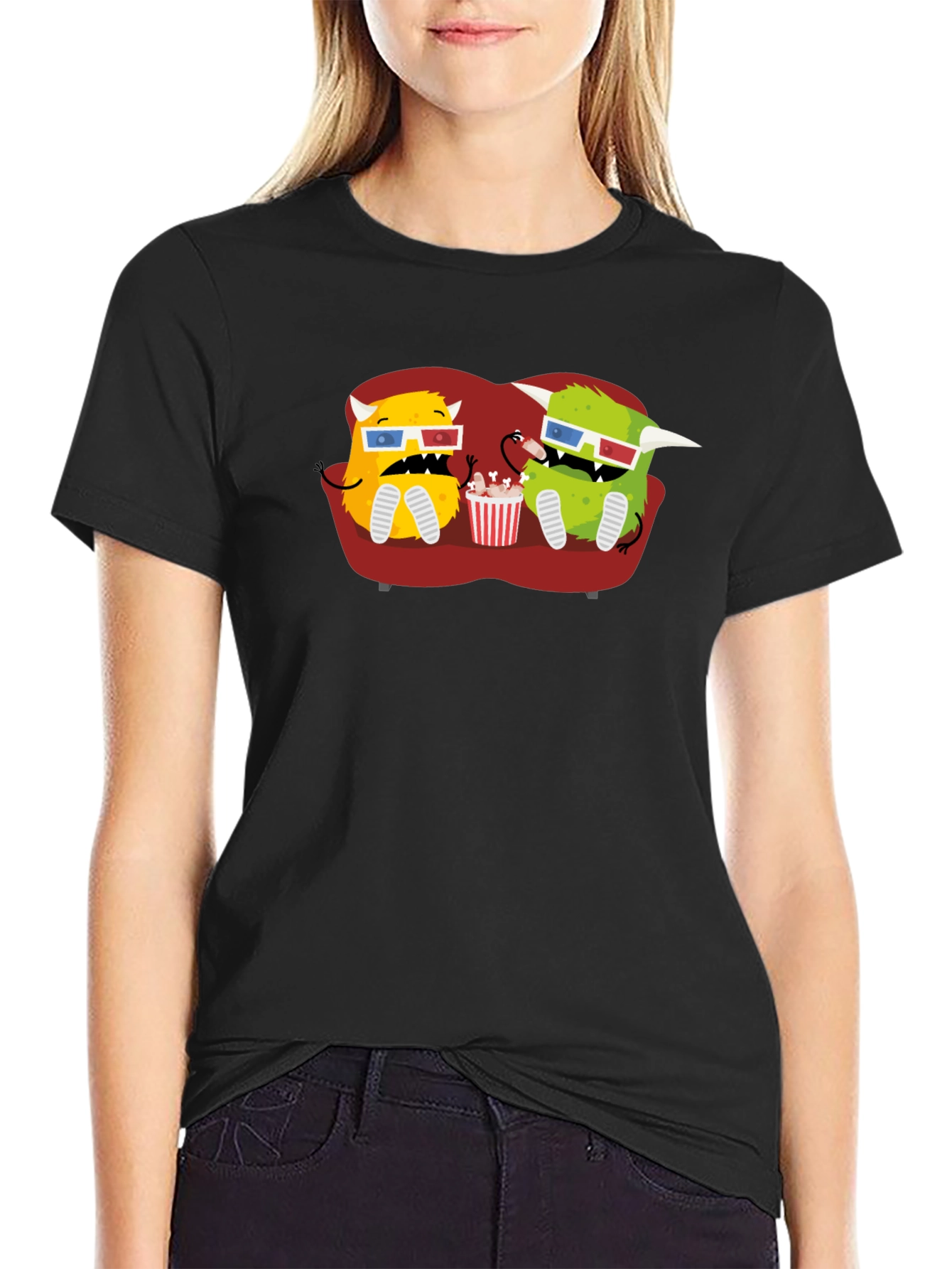 Monster Movie Night Black T-Shirt