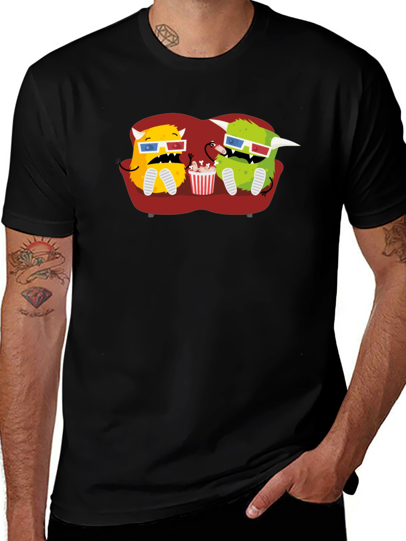 Monster Movie Night Black T-Shirt