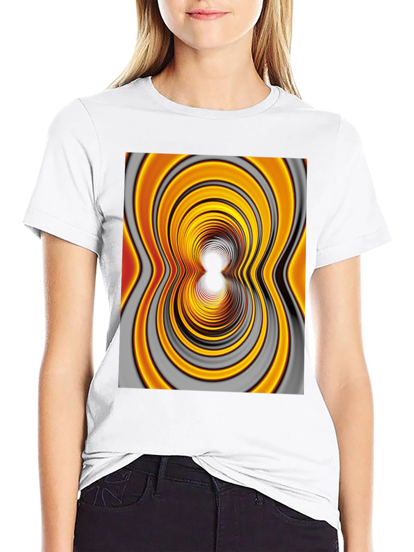 Abstract Illusion Tee - Black Cotton Blend