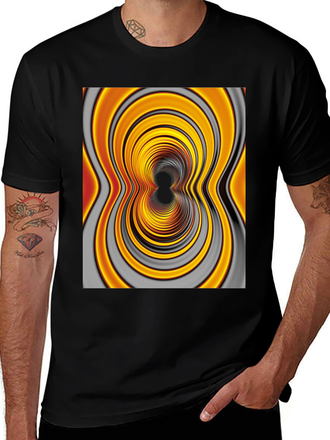 Abstract Illusion Tee - Black Cotton Blend
