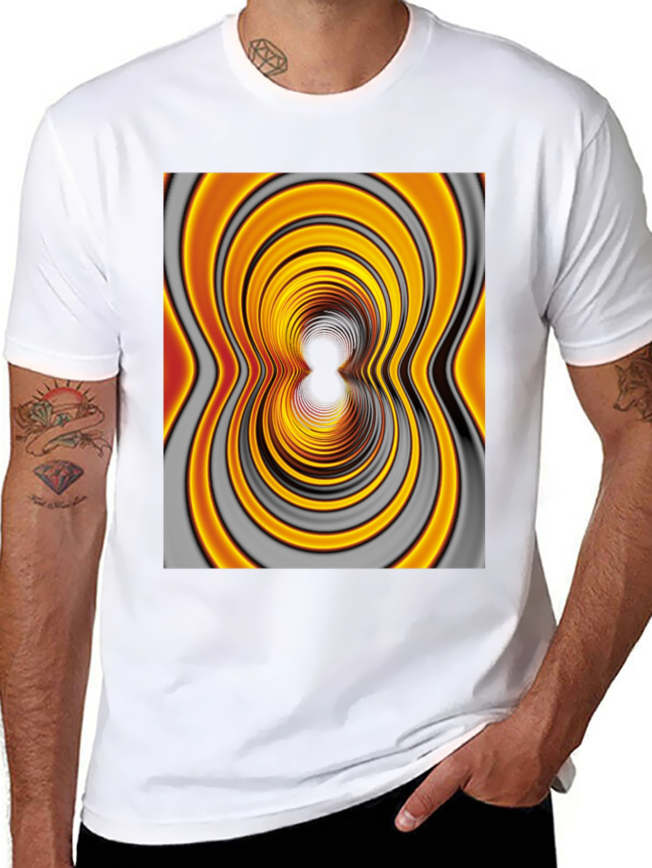 Abstract Illusion Tee - Black Cotton Blend
