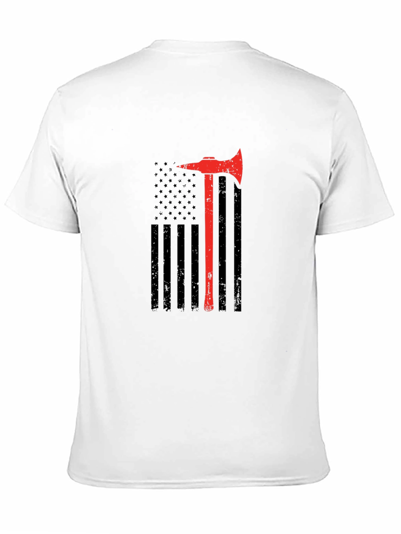 Firefighter Axe Flag T-Shirt - Patriotic Fireman Tee