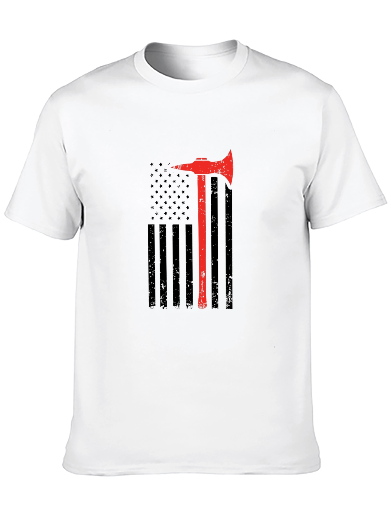 Firefighter Axe Flag T-Shirt - Patriotic Fireman Tee