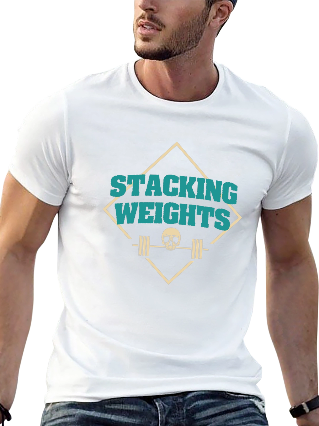 Stacking Weights Skull Graphic Tee - Gym Ready