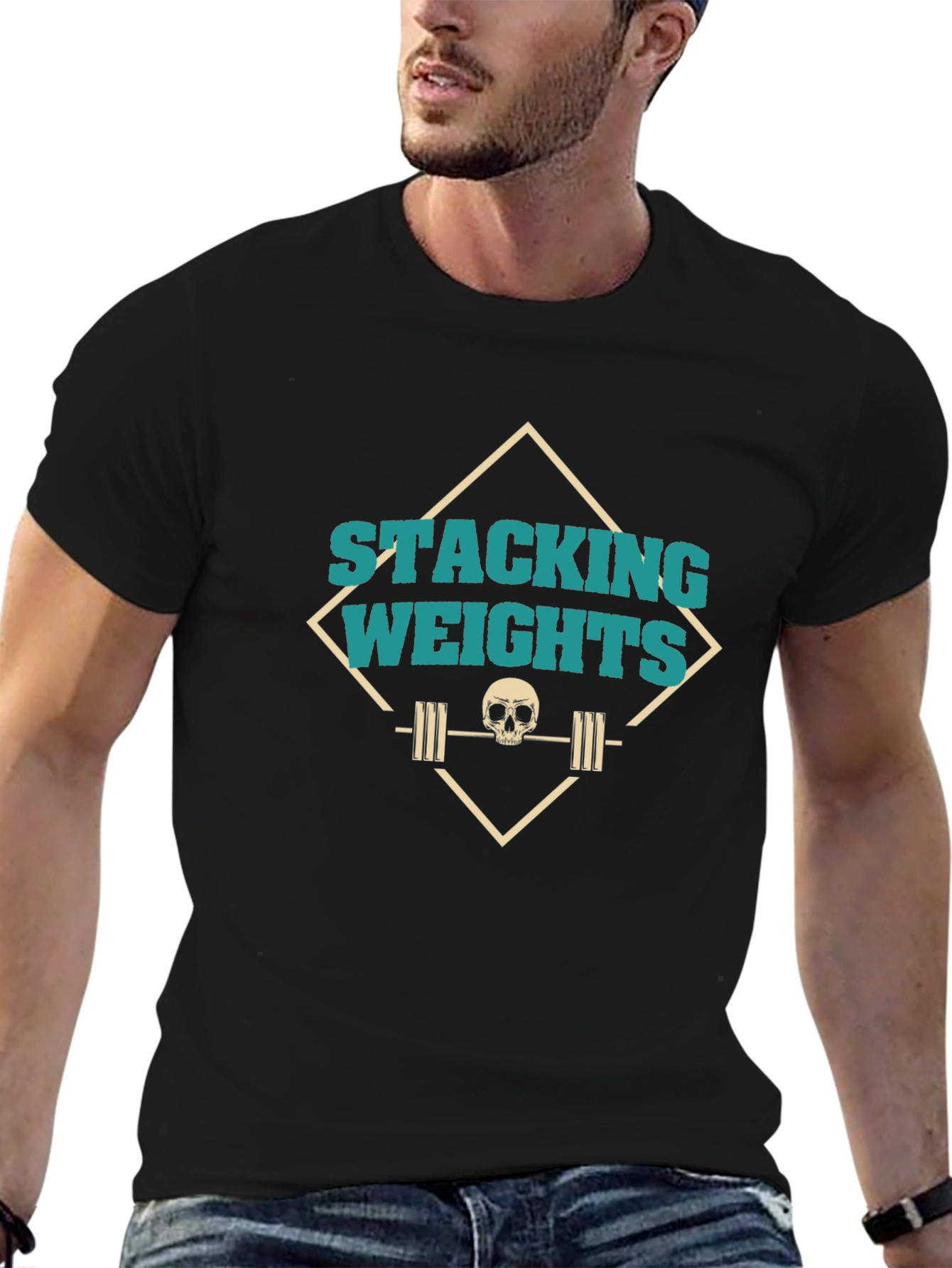 Stacking Weights Skull Graphic Tee - Gym Ready