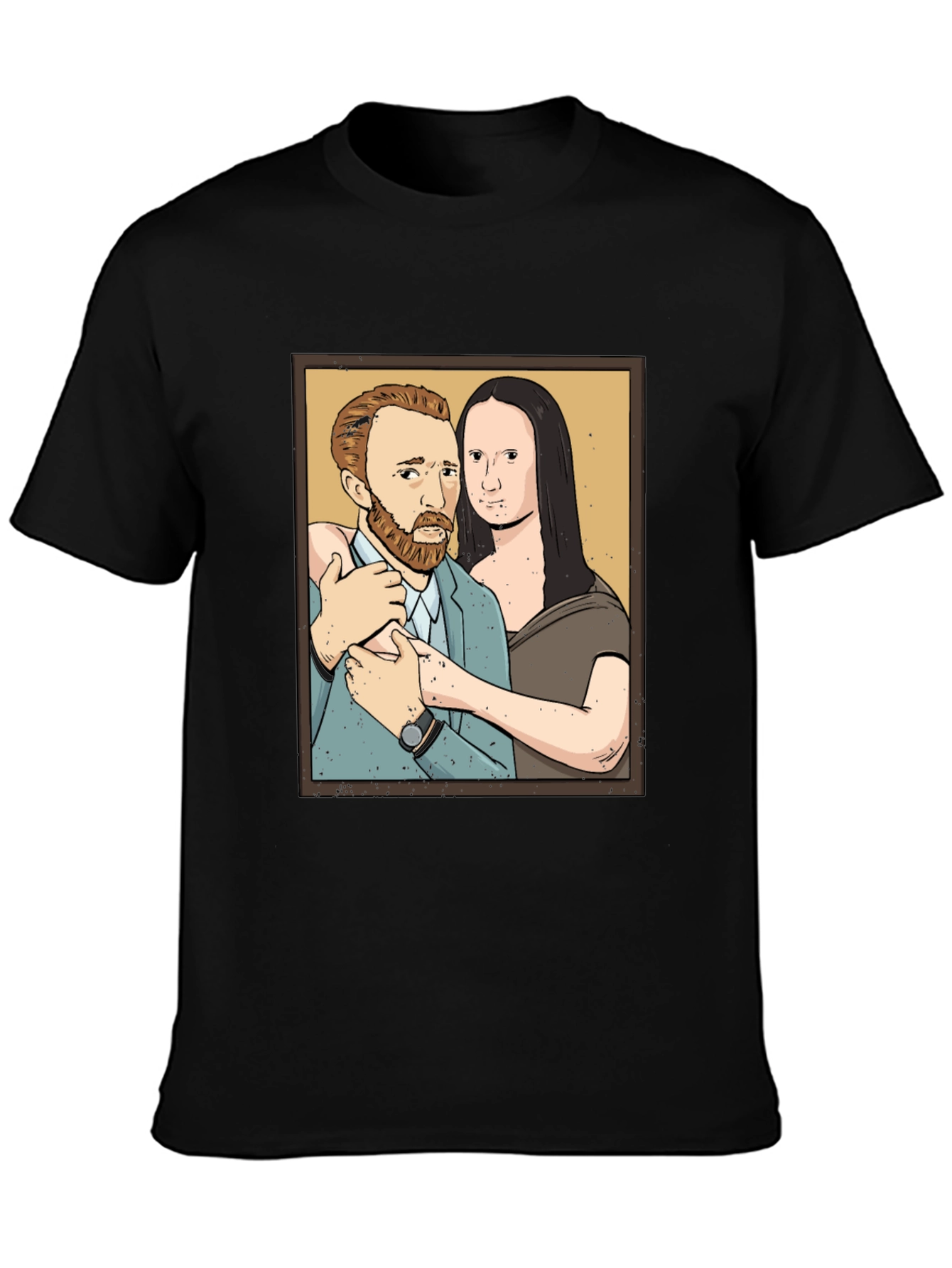 Artistic Tee: Van Gogh & Mona Lisa Graphic Print