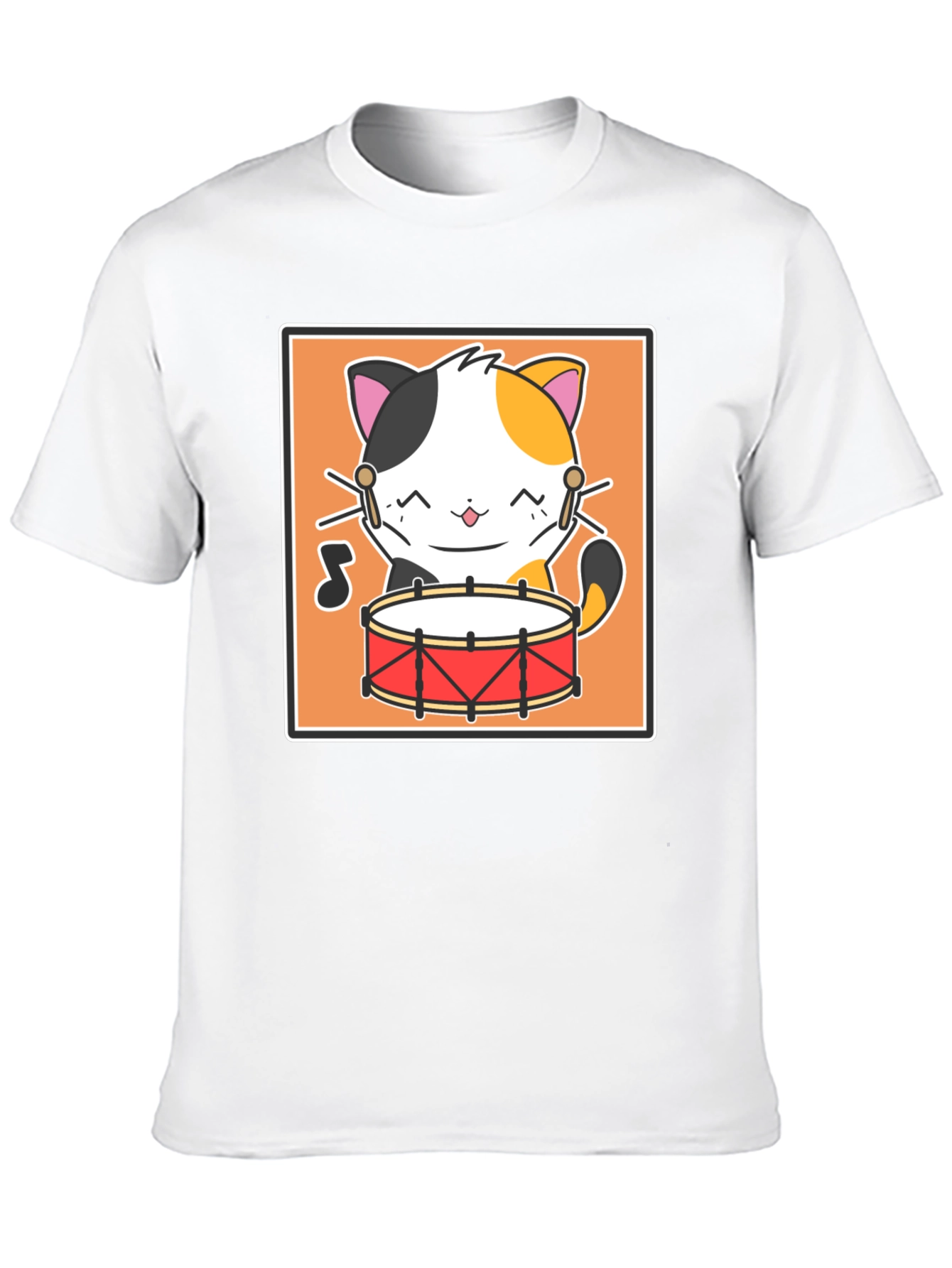 Cat Drummer Black T-Shirt - Music Lover Tee