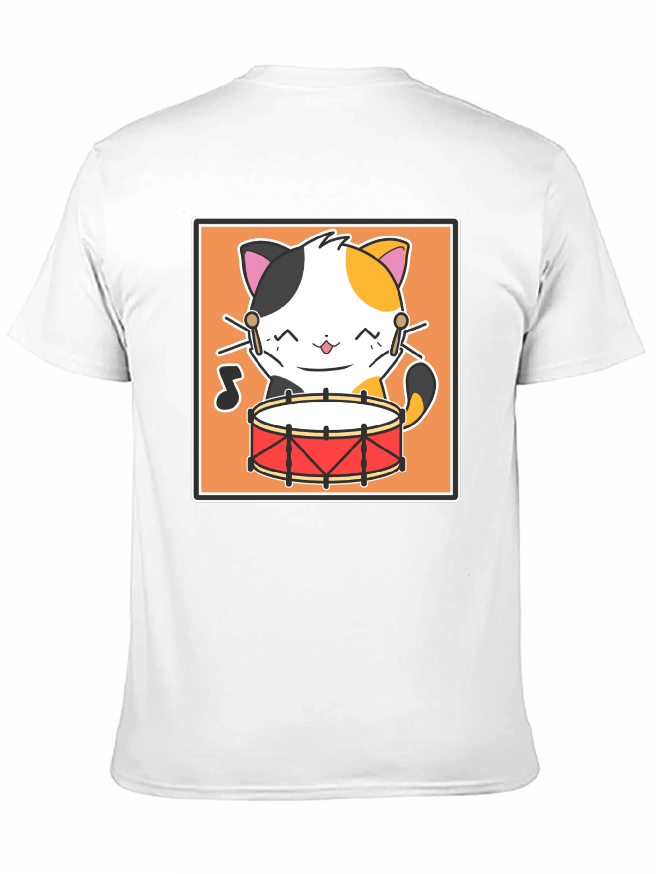 Cat Drummer Black T-Shirt - Music Lover Tee