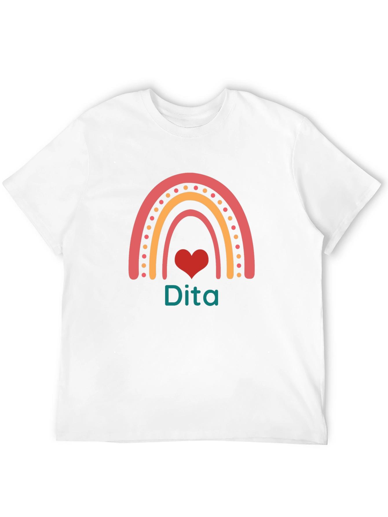 Dita Rainbow Heart Personalized Black T-Shirt