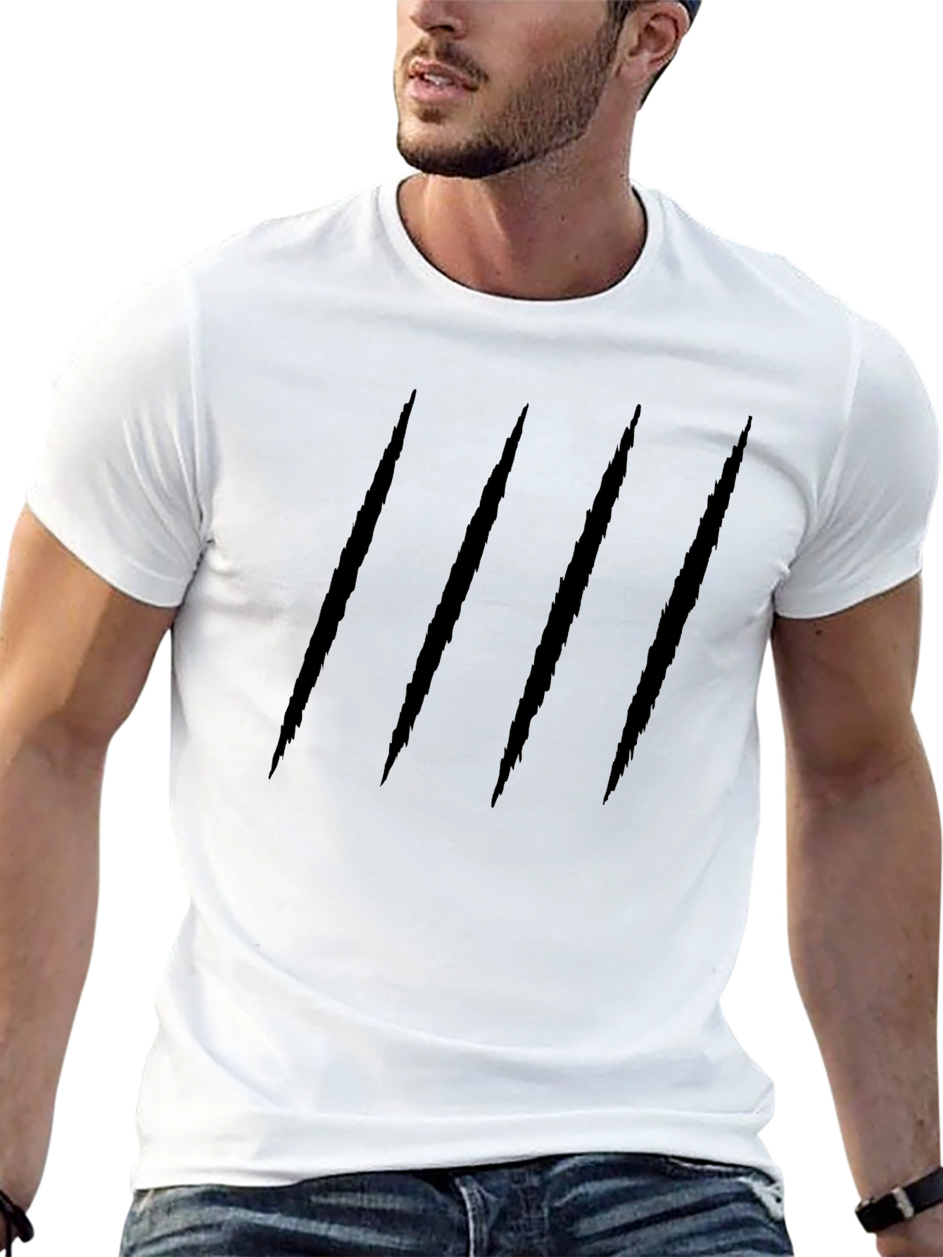 Slashed Black Tee - Edgy Style