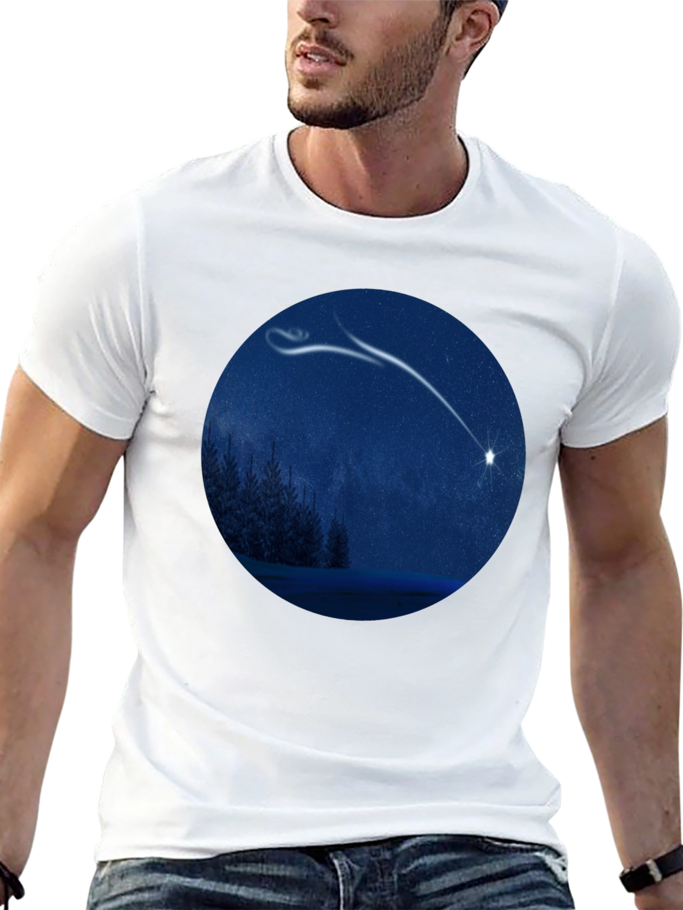 Night Sky Shooting Star Graphic Tee