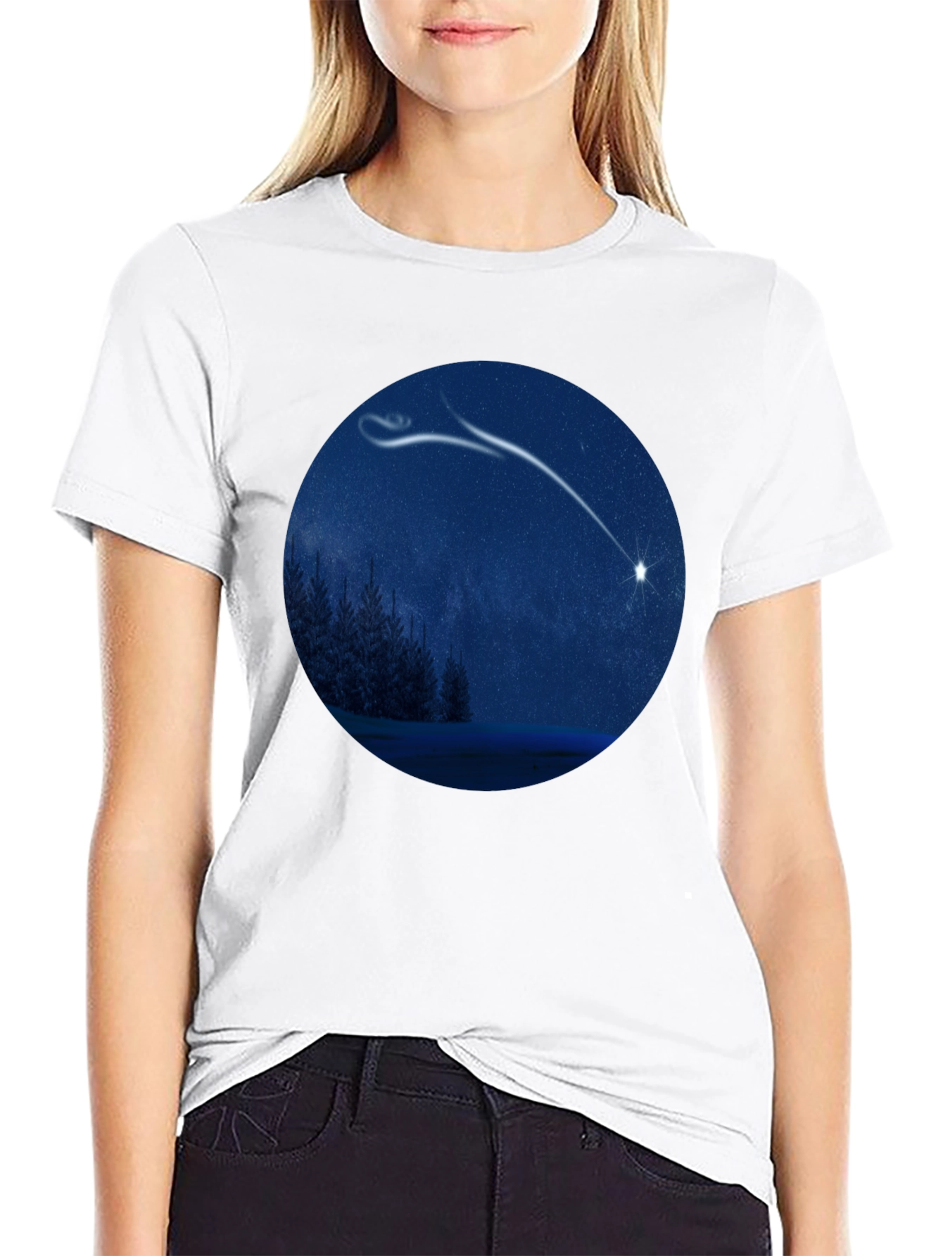 Night Sky Shooting Star Graphic Tee