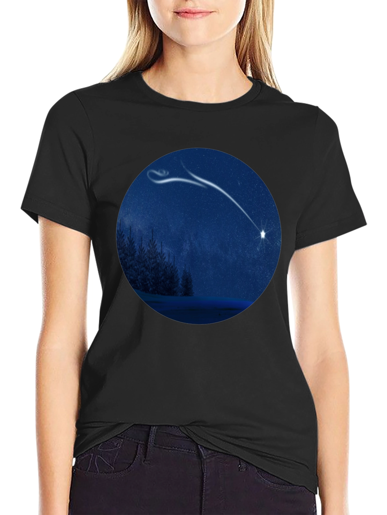 Night Sky Shooting Star Graphic Tee
