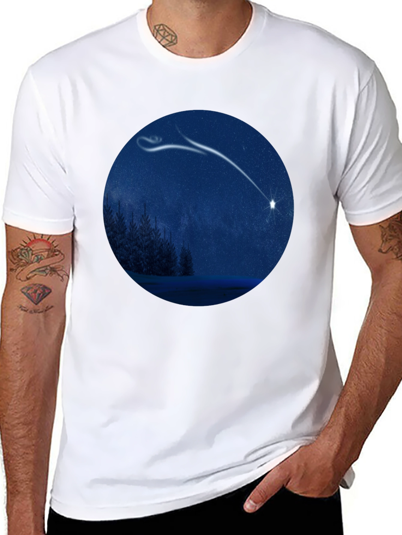 Night Sky Shooting Star Graphic Tee
