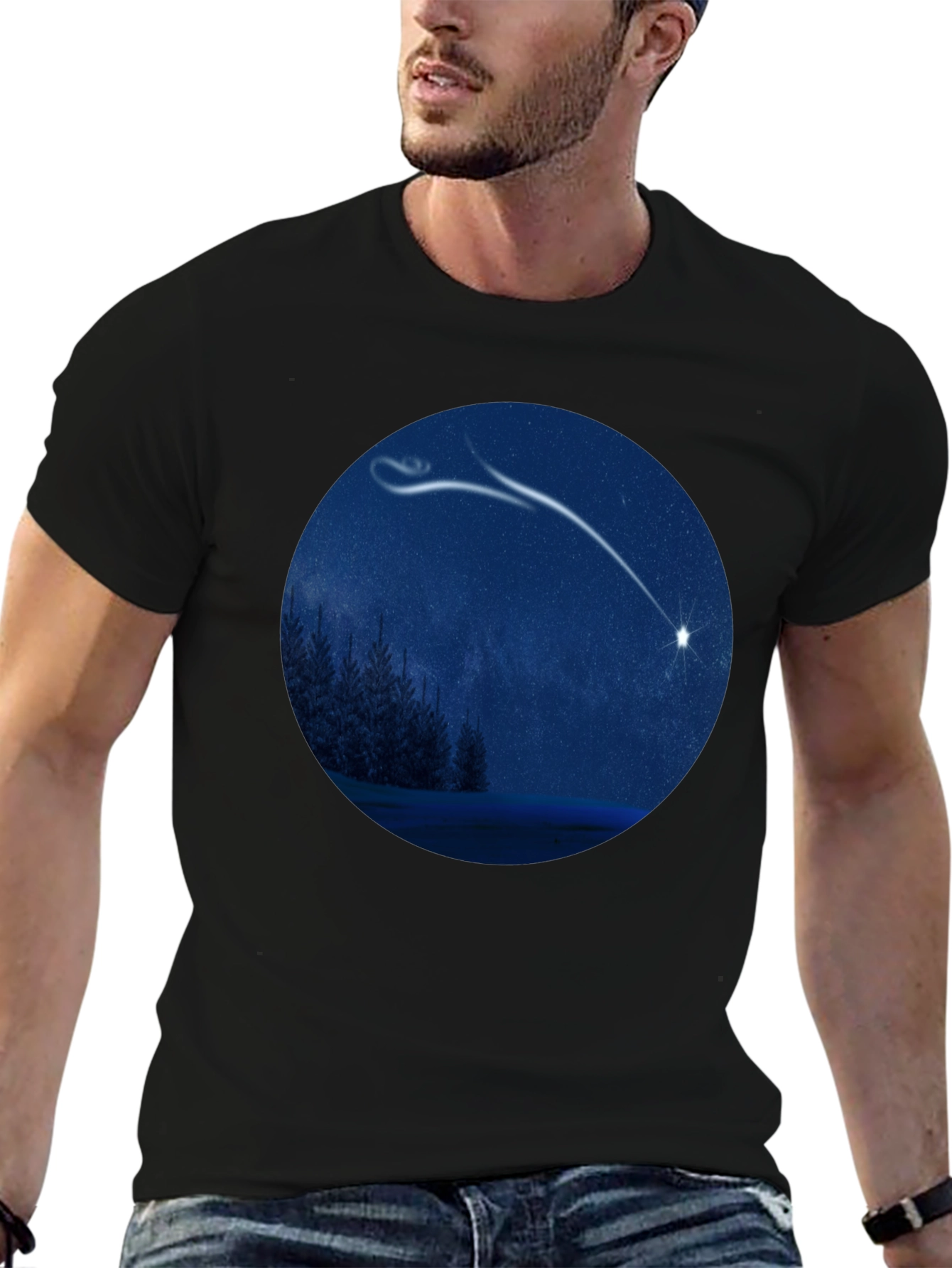 Night Sky Shooting Star Graphic Tee