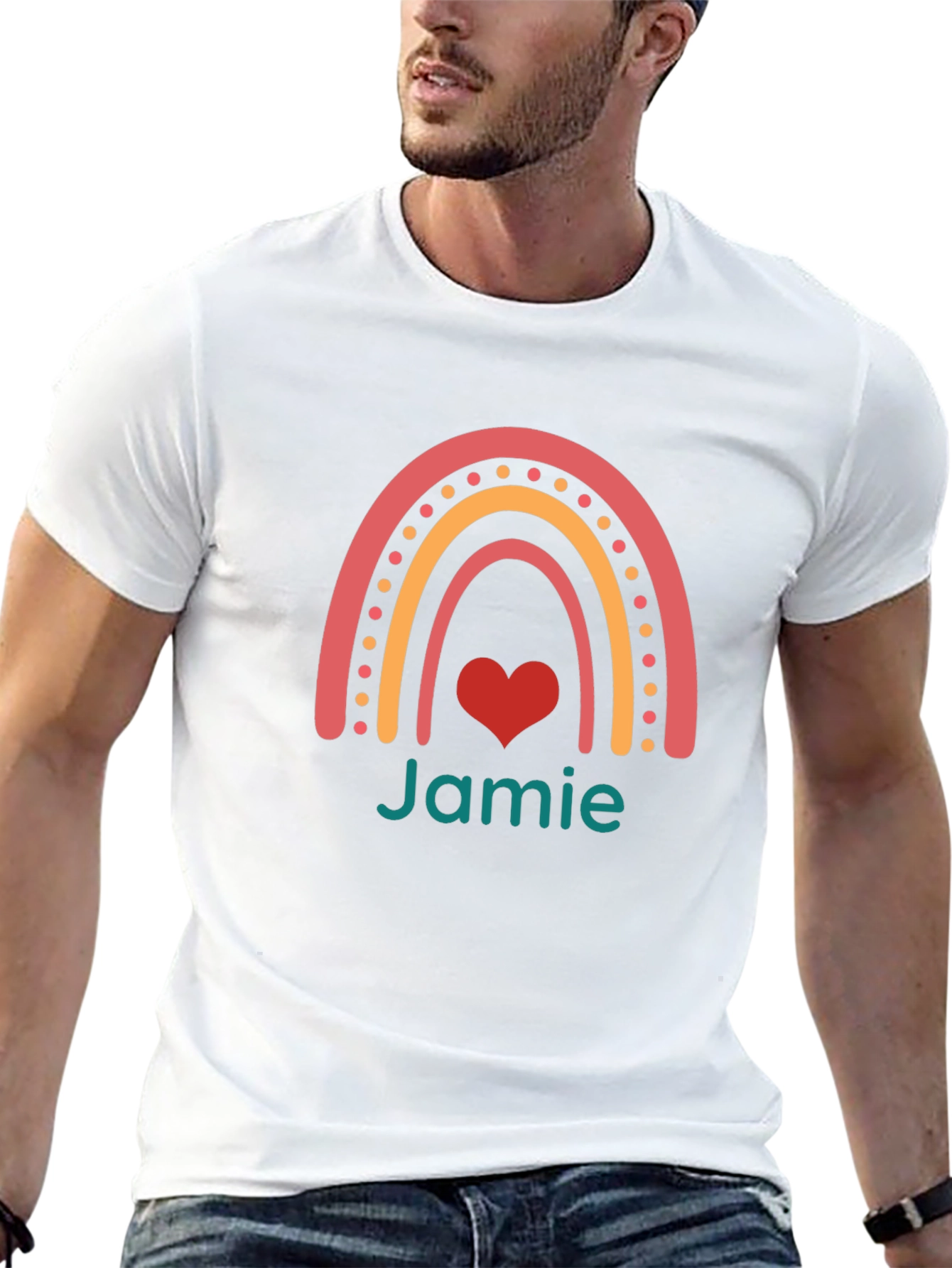 Heart Rainbow Personalized T-Shirt - Jamie