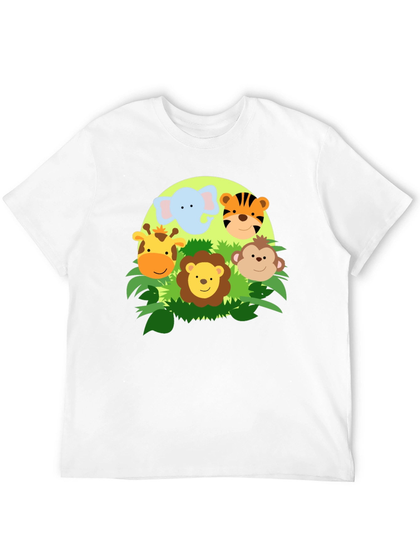 Jungle Animal Faces Graphic T-Shirt - Cute Cartoon Design